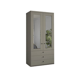Wiemann Adeline 2 Door 3 Drawer Wardrobe - W100cm in Pebble Grey With Mirror
