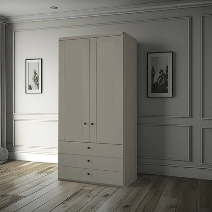 Wiemann Adeline 2 Door 3 Drawer Wardrobe - W100cm in Pebble Grey - Styled in Bedroom