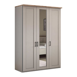 Wiemann Adeline 3 Door Hinged Wardrobe - W150cm in Pebble Grey With Mirror