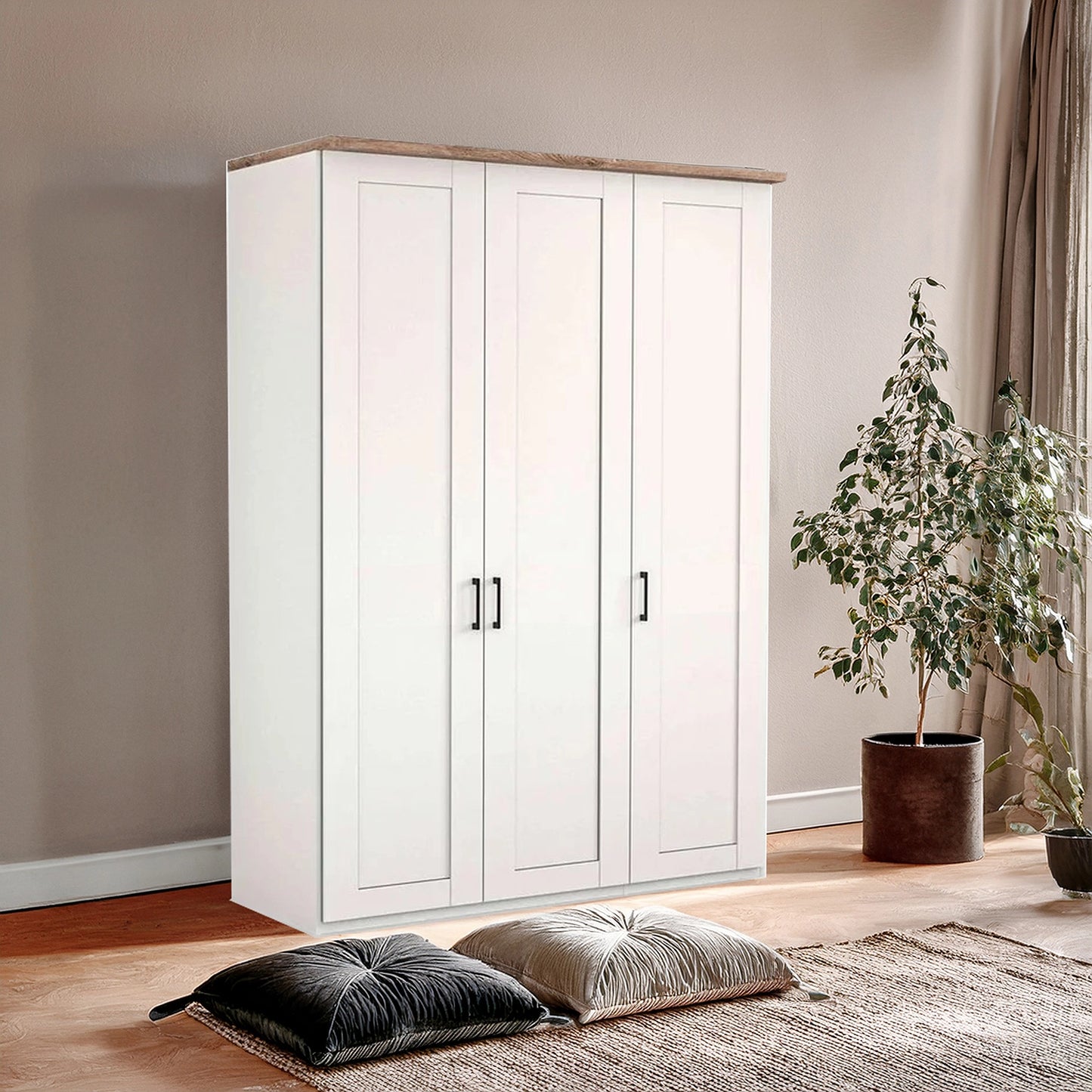 Wiemann Adeline 3 Door Hinged Wardrobe - W150cm in White - Styled in Bedroom