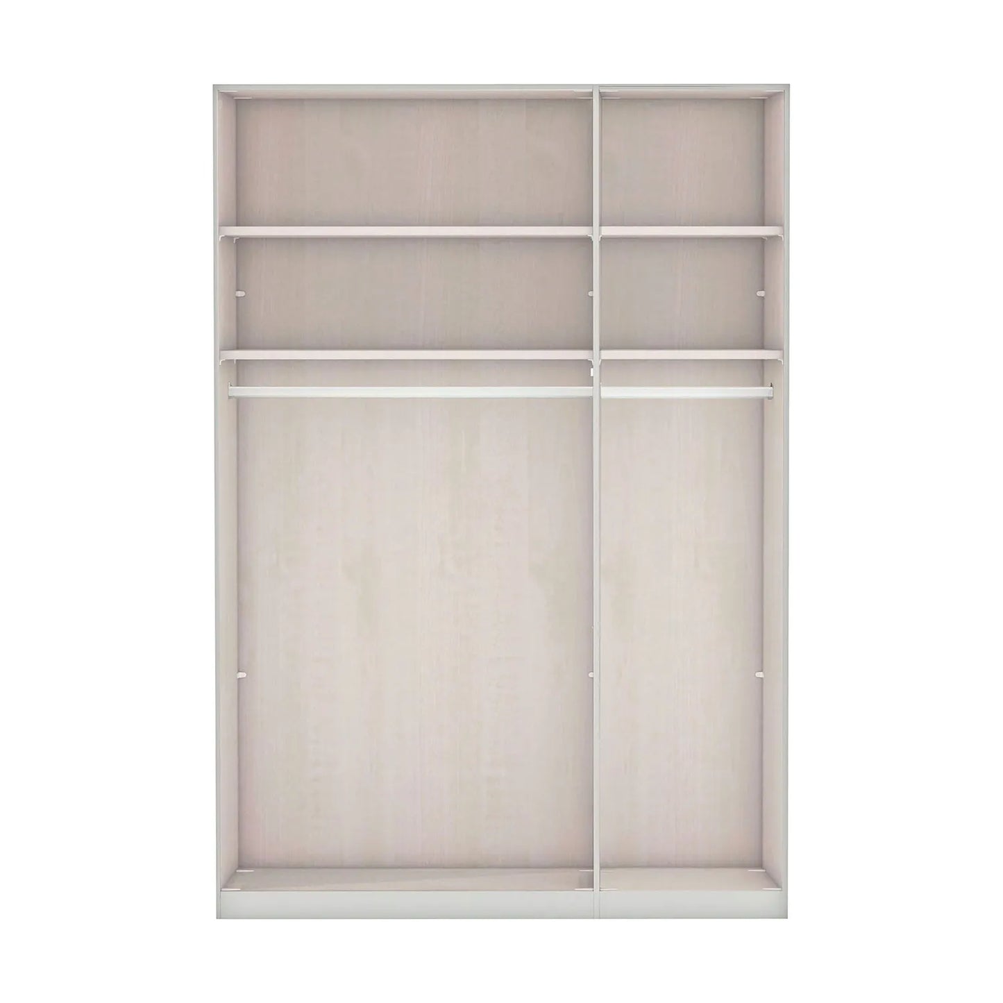 Closet system with sliding doors on a white background