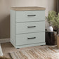 Wiemann Adeline 3 Drawer Bedside Cabinet in Sage Green - Styled in Bedroom