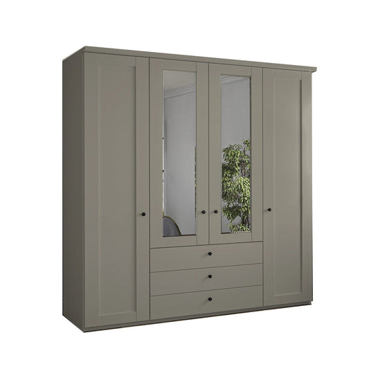 Wiemann Adeline 4 Door 3 Drawer Wardrobe in Pebble Grey - W200cm With Mirror