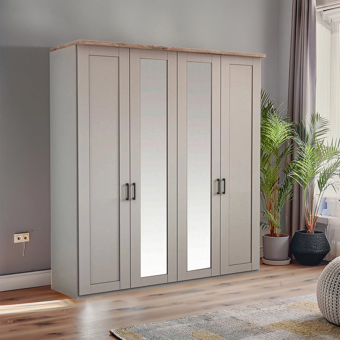 Wiemann Adeline 4 Door Hinged Wardrobe - W200cm With Mirror - Styled in Bedroom