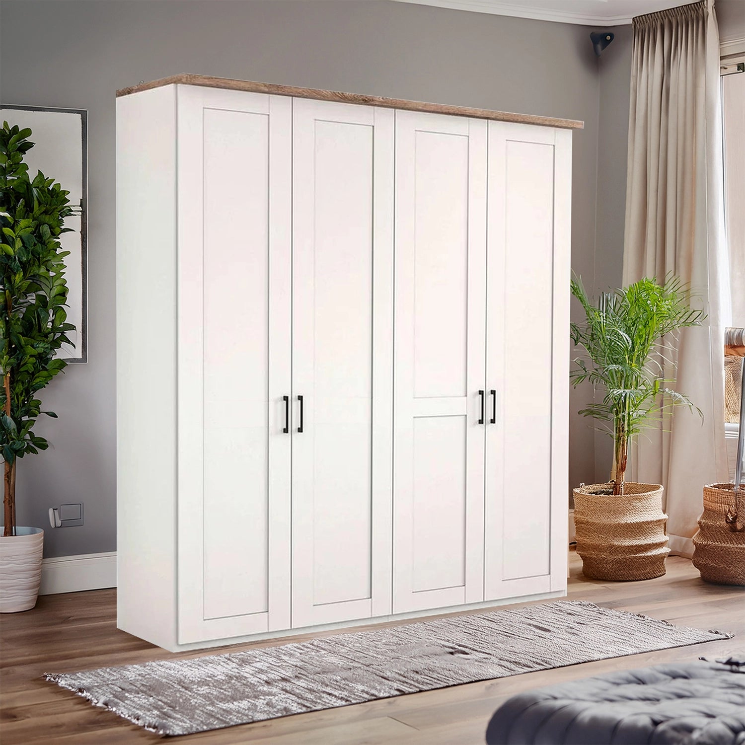 Wiemann Adeline 4 Door Hinged Wardrobe - W200cm in White - Styled in Bedroom