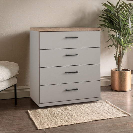 Wiemann Adeline 4 Drawer Wide Chest in Pebble Grey - Styled in Bedroom
