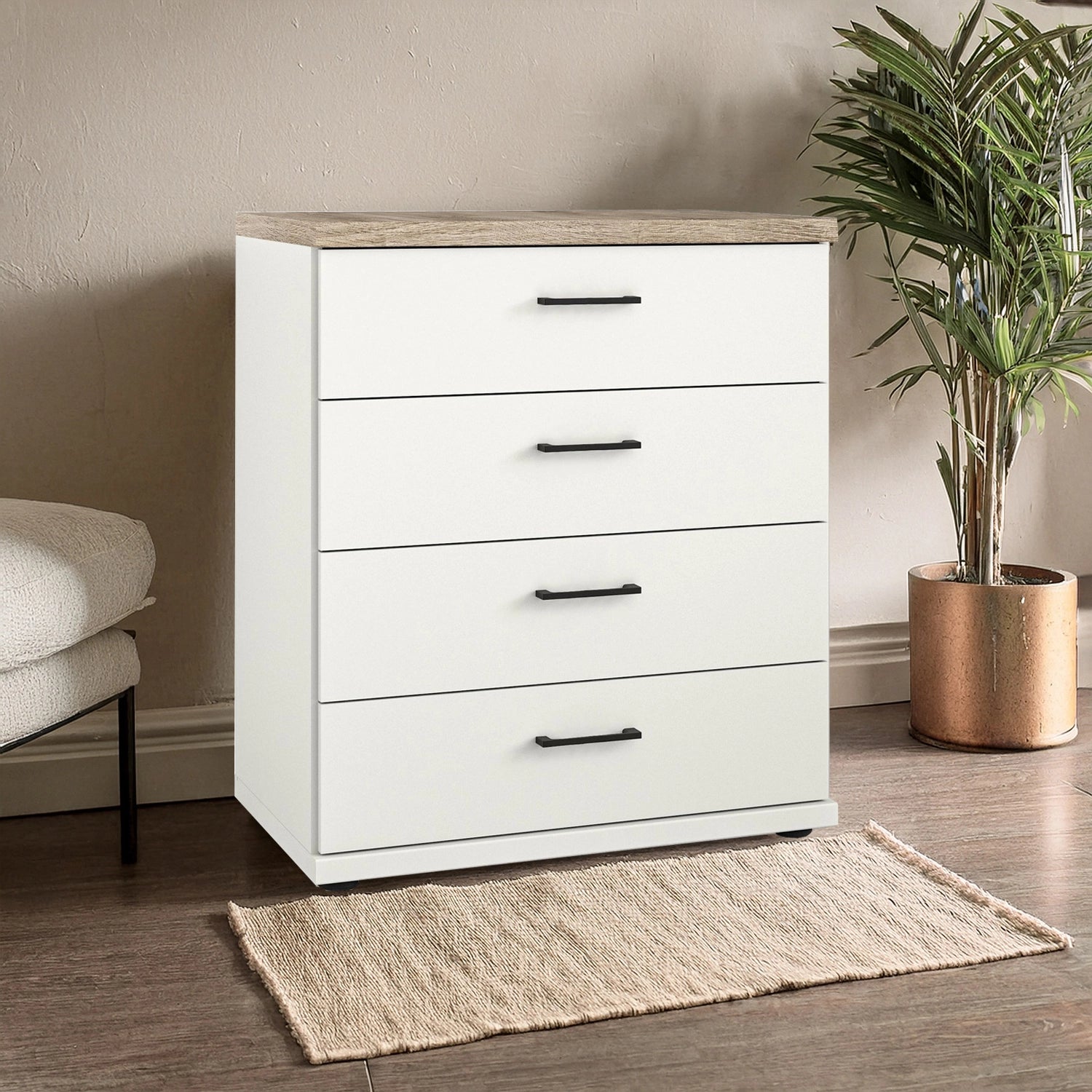 Wiemann Adeline 4 Drawer Wide Chest in White - Styled in Bedroom