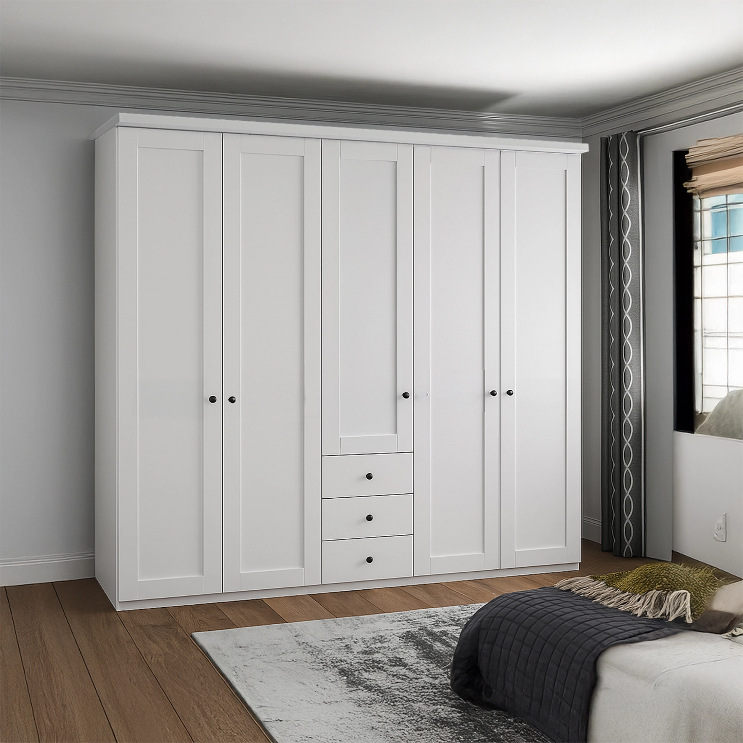 Wiemann Adeline 5 Door 3 Drawer Wardrobe - W250cm in White