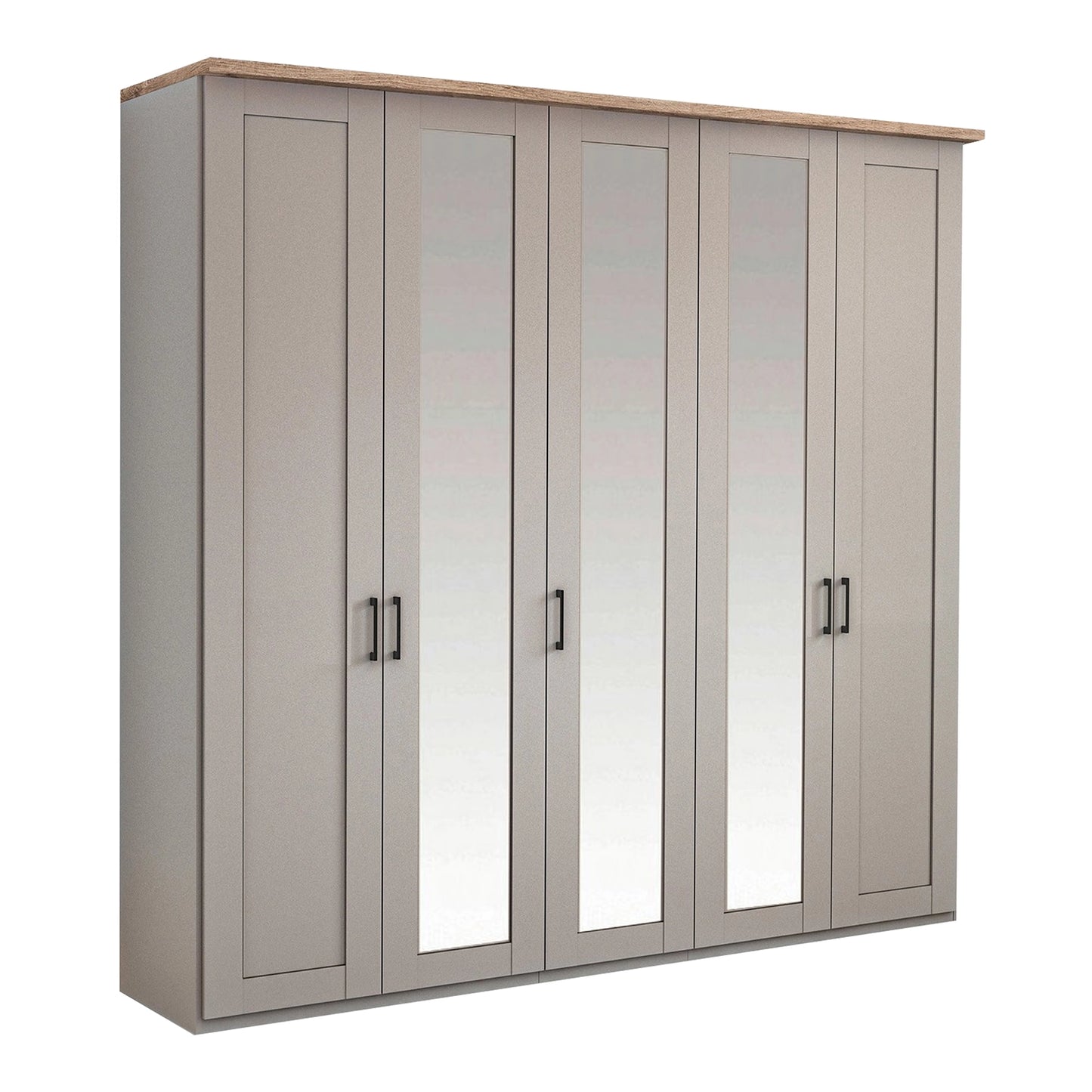 Wiemann Adeline 5 Door Hinged Wardrobe - W250cm With Mirror in Pebble Grey