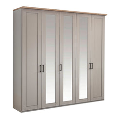 Wiemann Adeline 5 Door Hinged Wardrobe - W250cm With Mirror in Pebble Grey