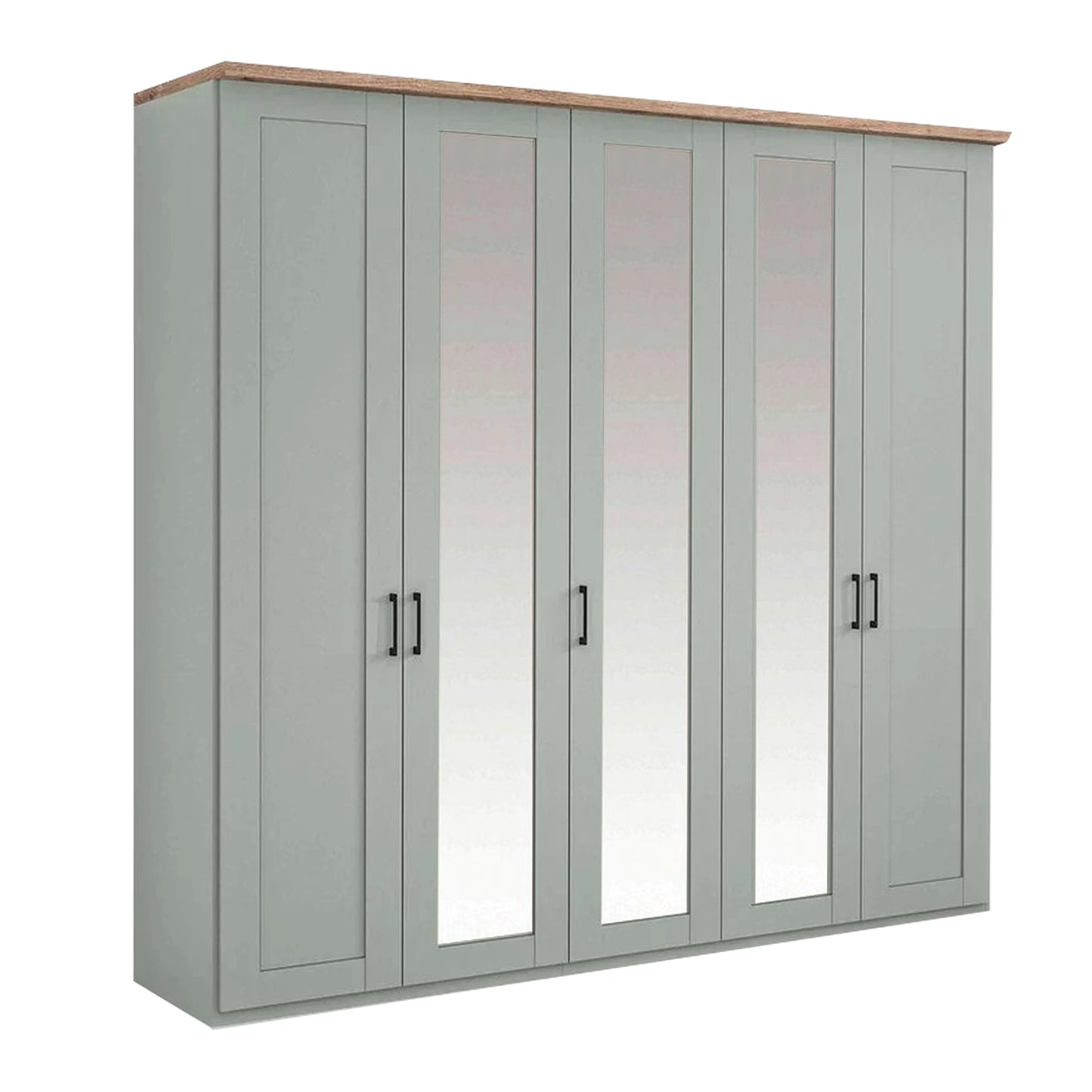 Wiemann Adeline 5 Door Hinged Wardrobe - W250cm With Mirror in Sage Green