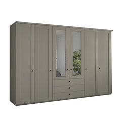 Wiemann Adeline 6 Door 3 Drawer Wardrobe - W300cm With Mirror in Pebble Grey