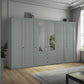 Wiemann Adeline 6 Door 3 Drawer Wardrobe - W300cm With Mirror in Sage Green - Styled in Bedroom