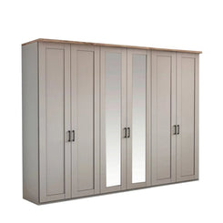 Wiemann Adeline 6 Door Hinged Wardrobe - W300cm With Mirror in Pebble Grey