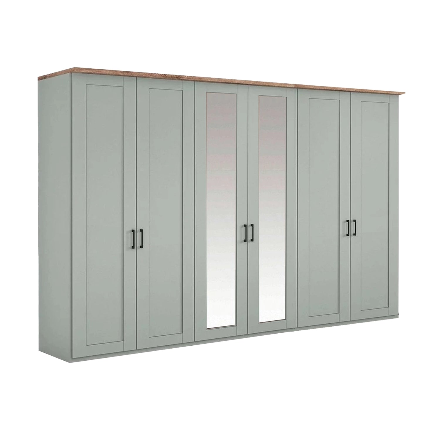 Wiemann Adeline 6 Door Hinged Wardrobe - W300cm With Mirror in Sage Green