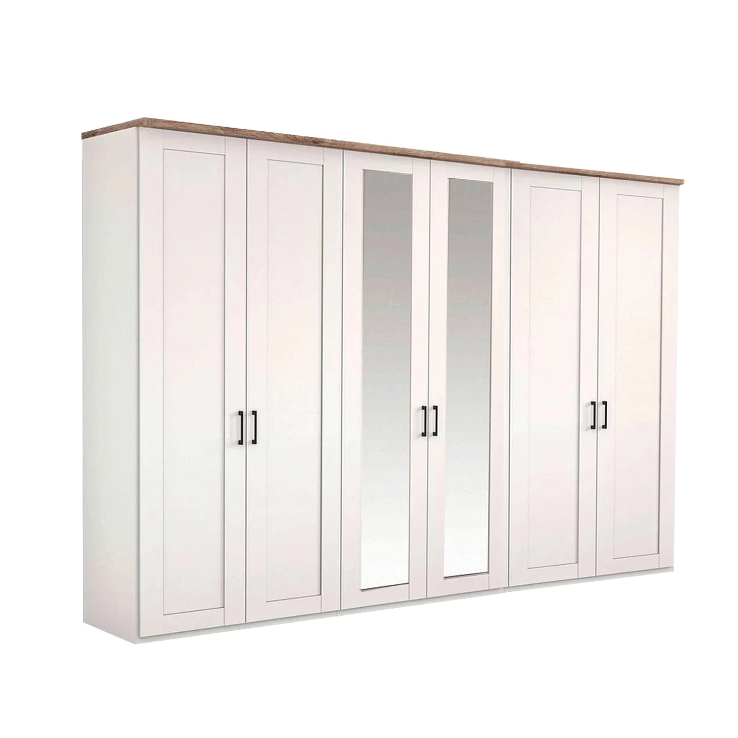 Wiemann Adeline 6 Door Hinged Wardrobe - W300cm With Mirror in White