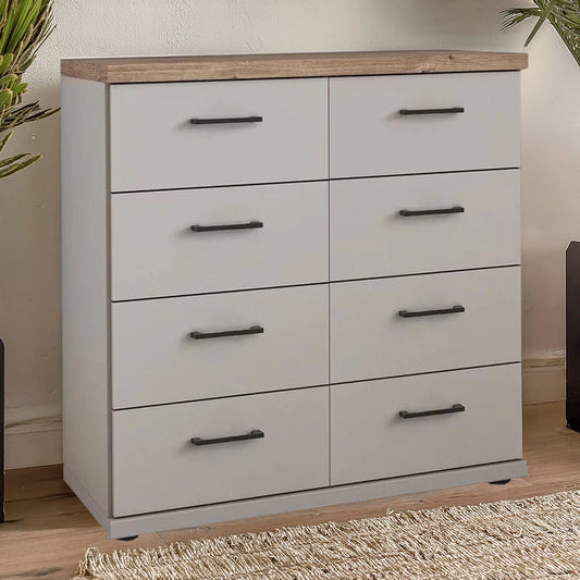Wiemann Adeline 8 Drawer Twin Chest in Pebble Grey - Styled in Bedroom