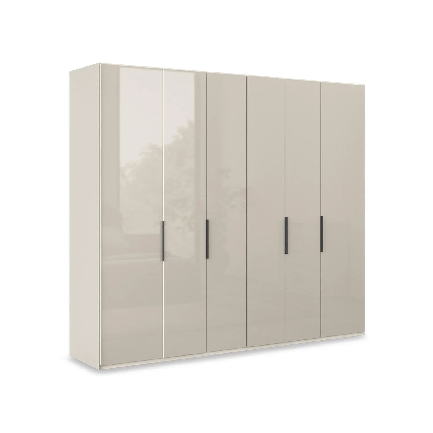 Wiemann Amara style 250cm 6 Door Wardrobe in Champagne Glass finish 
