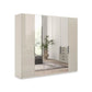 Amelia 250cm 6 Door Bi-Fold Wardrobe with 2 Glass Doors and 4 Mirror Doors