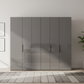 Amelia 300cm 6 Door Bifold Wardrobe with Glass Doors