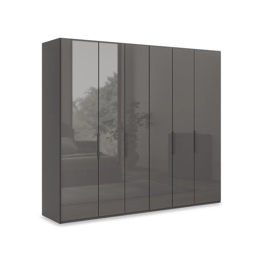 Wiemann Amara style 250cm 6 Door Wardrobe in Lava Glass finish 