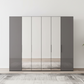 Amelia 250cm 6 Door Hinged Wardrobe with 2 Glass Doors and 4 Mirror Doors