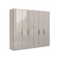 Wiemann Amara style 250cm 6 Door Wardrobe in Pebble Grey Glass finish 