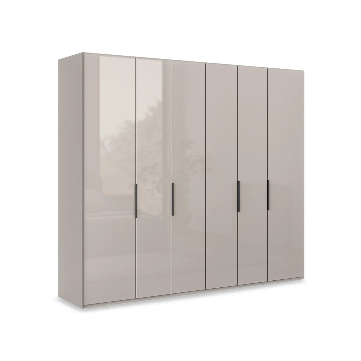 Wiemann Amara style 250cm 6 Door Wardrobe in Pebble Grey Glass finish 