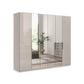 Amelia 250cm 6 Door Bi-Fold Wardrobe with 2 Glass Doors and 4 Mirror Doors