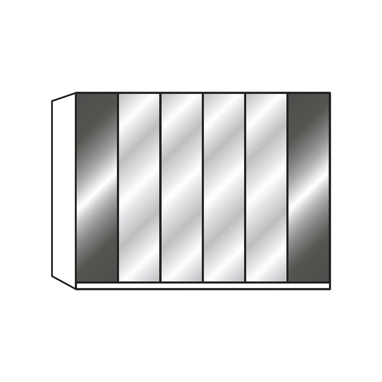 Amelia 300cm 6 Door Bifold Wardrobe with 2 Glass Doors and 4 Mirror Doors