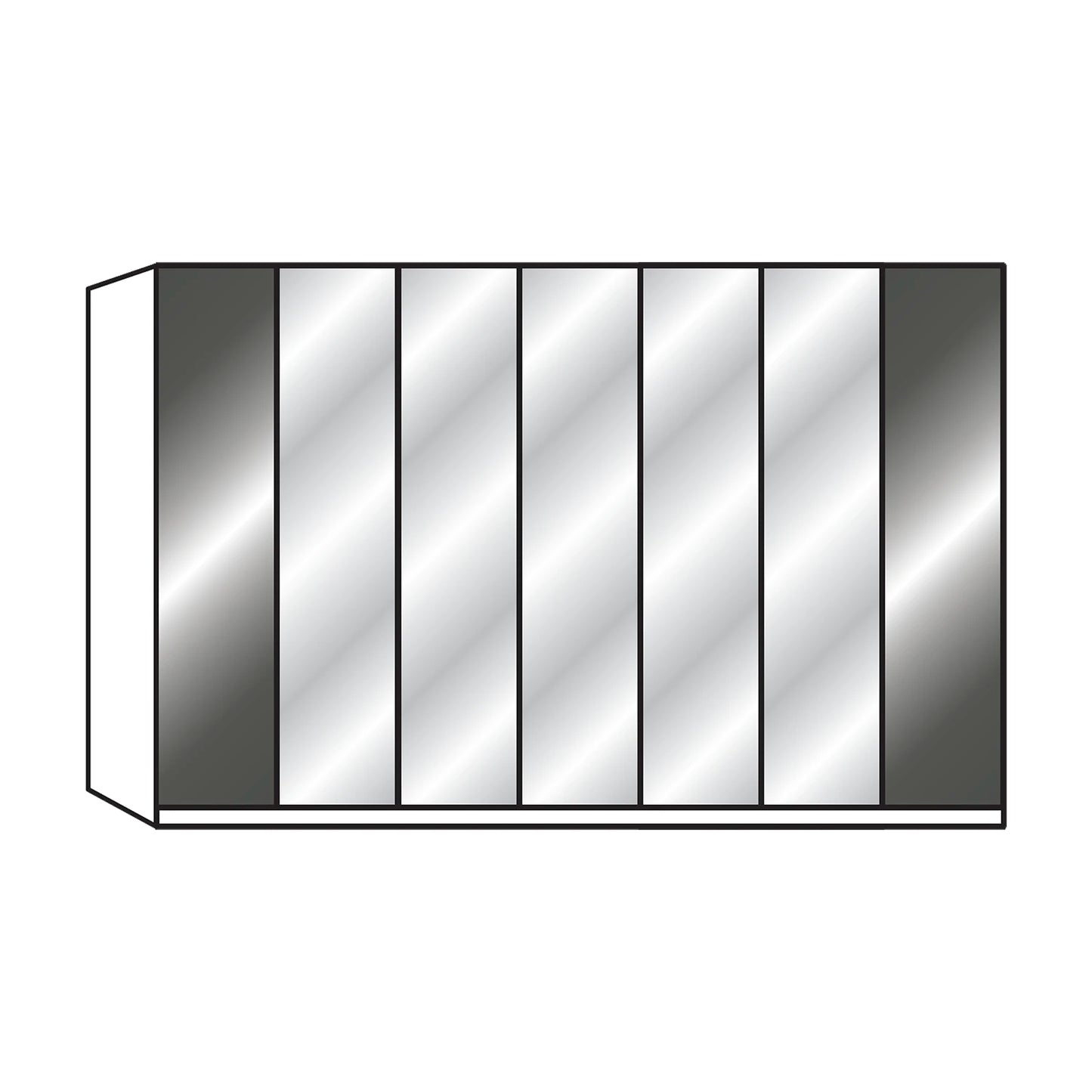 Amelia 300cm 6 Door Bifold Wardrobe with 2 Glass Doors and 4 Mirror Doors