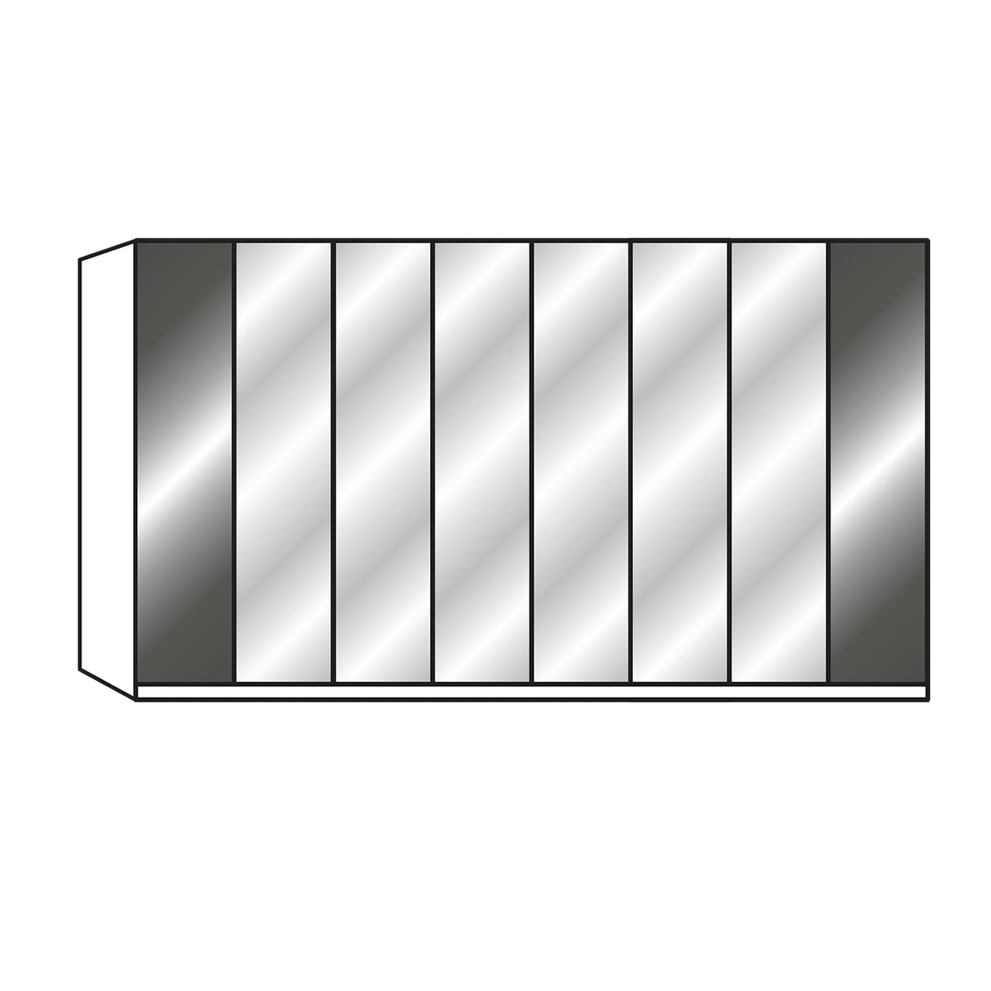 Amelia 300cm 6 Door Bifold Wardrobe with 2 Glass Doors and 4 Mirror Doors
