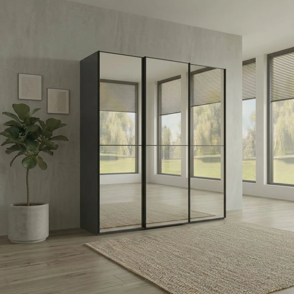 Wiemann Full Mirror Phoenix Apex Havana Carcase 3 Door Sliding Wardrobe