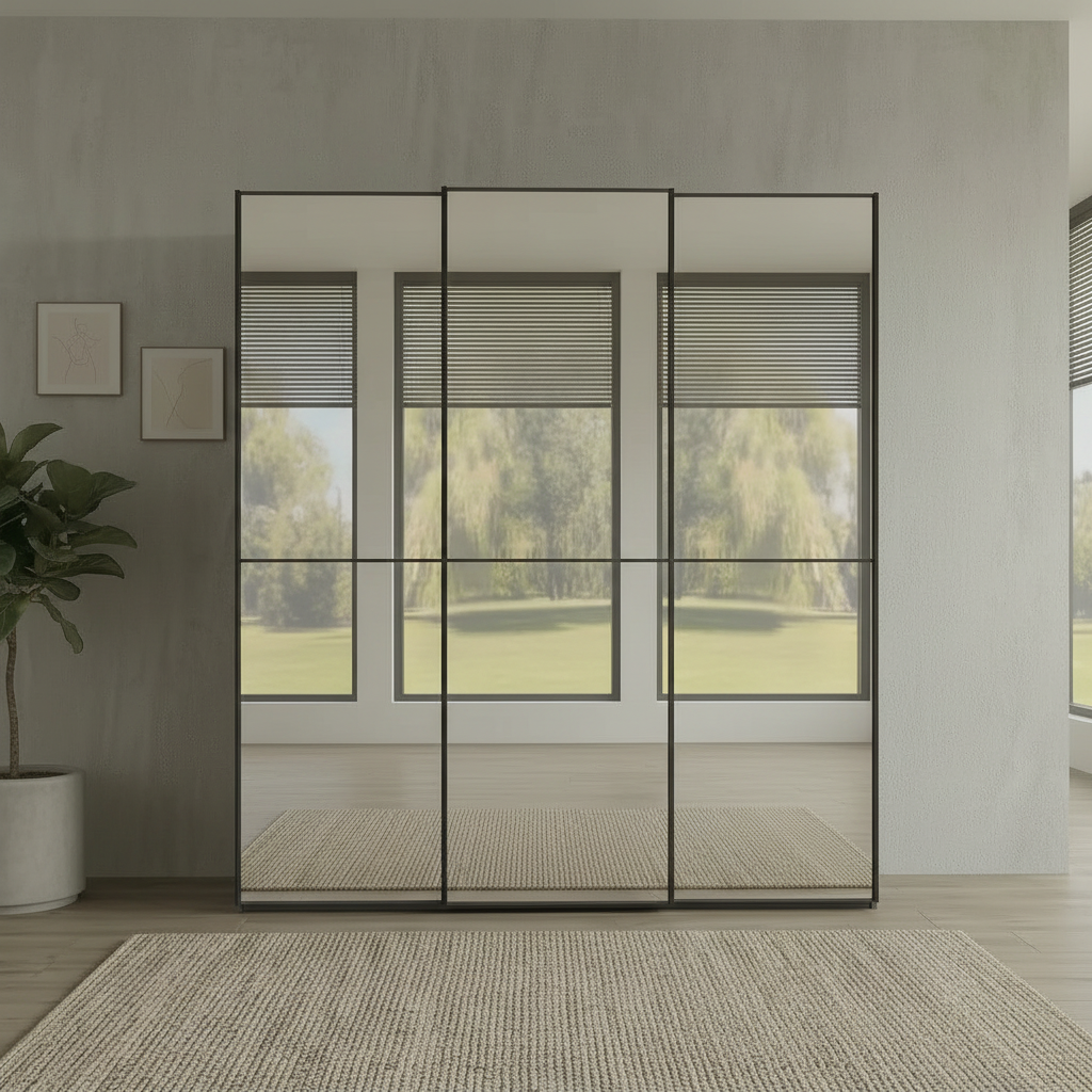 Wiemann Full Mirror Phoenix Apex Lava Carcase 3 Door Sliding Wardrobe - Front view