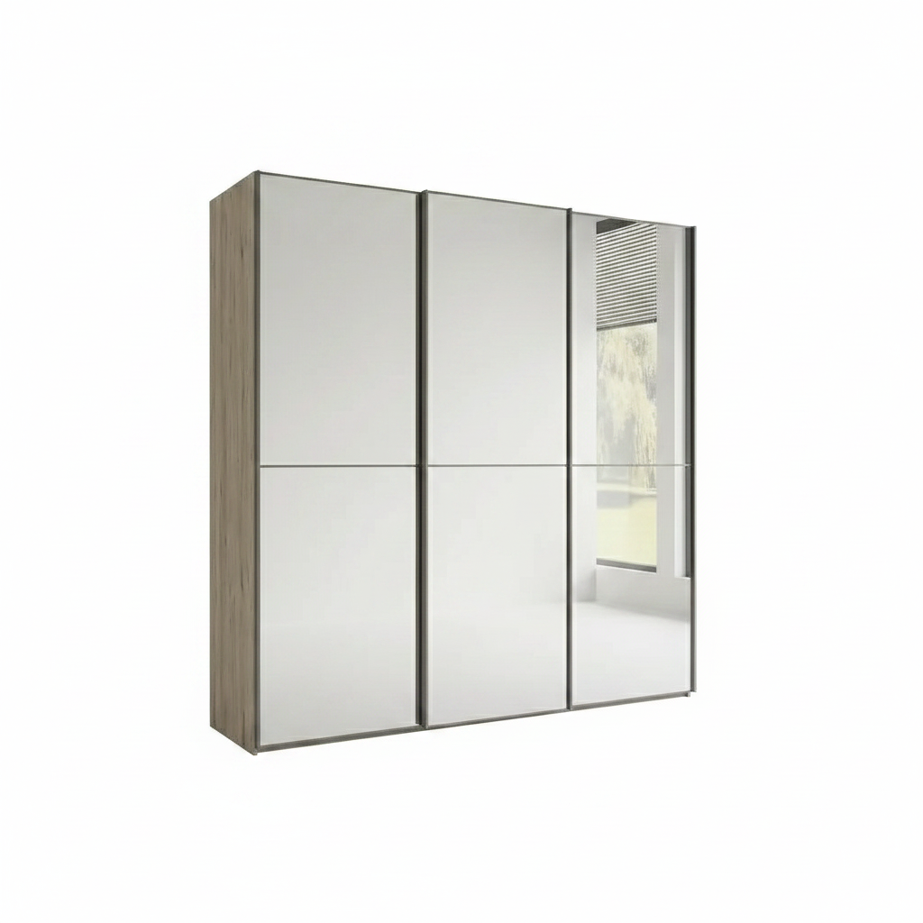 Wiemann Full Mirror Phoenix Apex Nordic Oak Carcase 3 Door Sliding Wardrobe