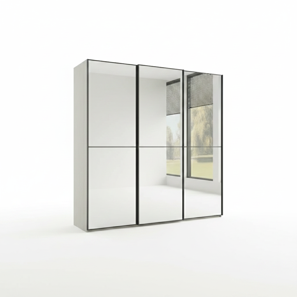 Wiemann Full Mirror Phoenix Apex Pebble Grey Carcase 3 Door Sliding Wardrobe