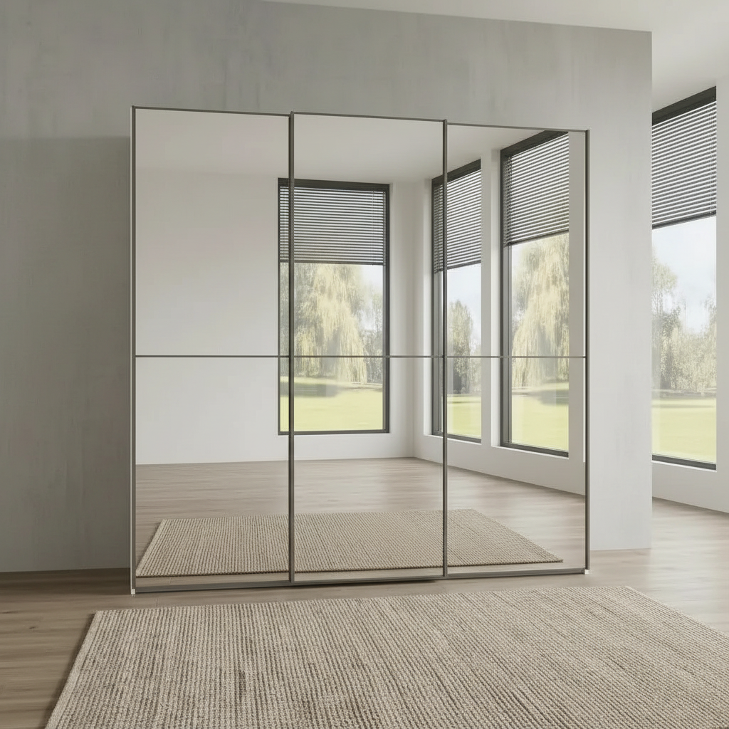 Wiemann Full Mirror Phoenix Apex White Carcase 3 Door Sliding Wardrobe - Front view