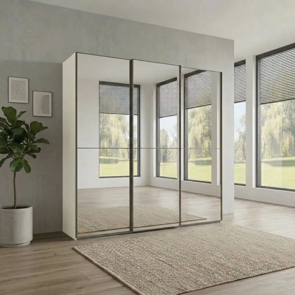 Wiemann Full Mirror Phoenix Apex White Carcase 3 Door Sliding Wardrobe