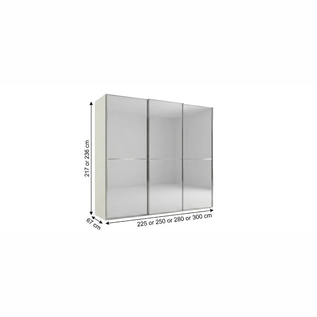 Wiemann Full Mirror Phoenix Apex White Carcase 3 Door Sliding Wardrobe - Dimensions