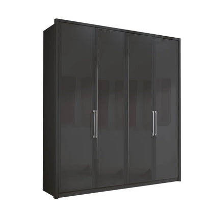 Wiemann Bristol Graphite Glass Front 4 Door Wardrobe 