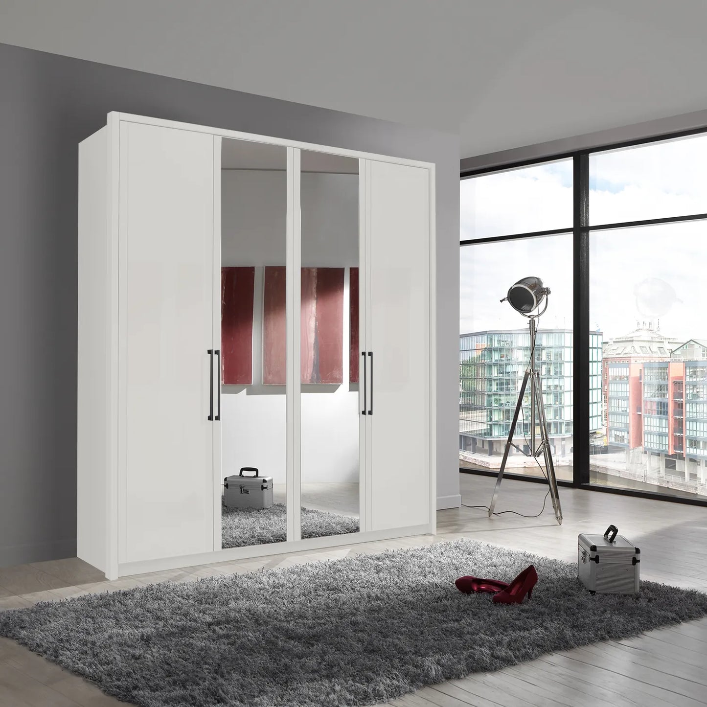 Wiemann Bristol White 4 Door Wardrobe With Mirror 