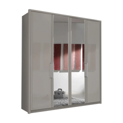 Wiemann Bristol Pebble Grey 4 Door Wardrobe With Mirror 