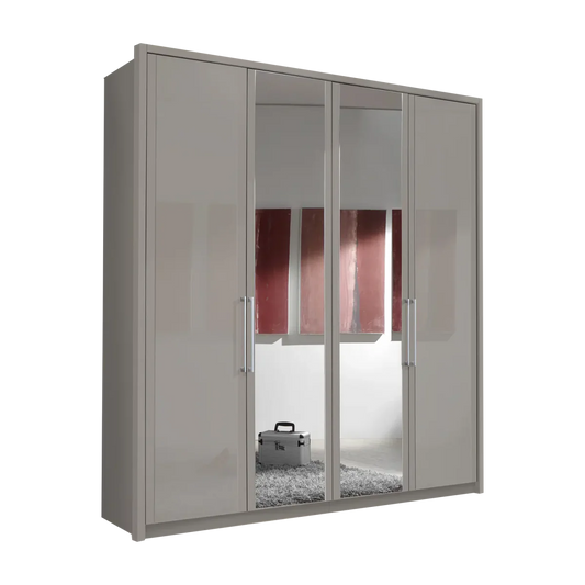 Wiemann Bristol Pebble Grey 4 Door Wardrobe With Mirror 