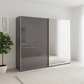 Wiemann Berlin Bristol Graphite Glass Finish Sliding Door Wardrobe with Mirror, Available in 4 Width Sizes 150cm, 200cm, 250cm, and 300cm, Free Delivery and Assembly