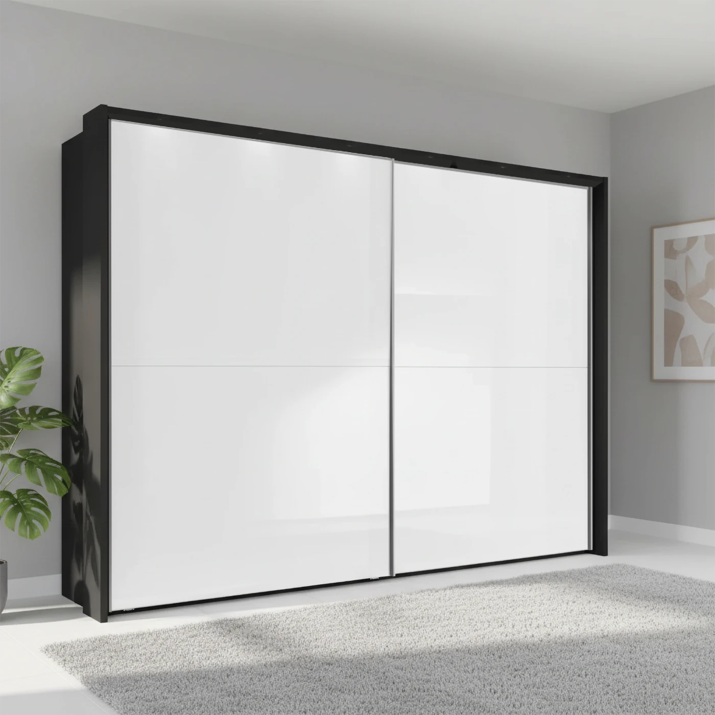 Wiemann Bristol Graphite & White Sliding Door Wardrobe