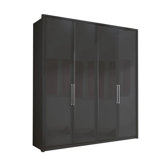 Wiemann Bristol Graphite Glass Front 4 Door Wardrobe 