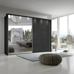 Wiemann Bristol Graphite Sliding Door Wardrobe With Mirror 