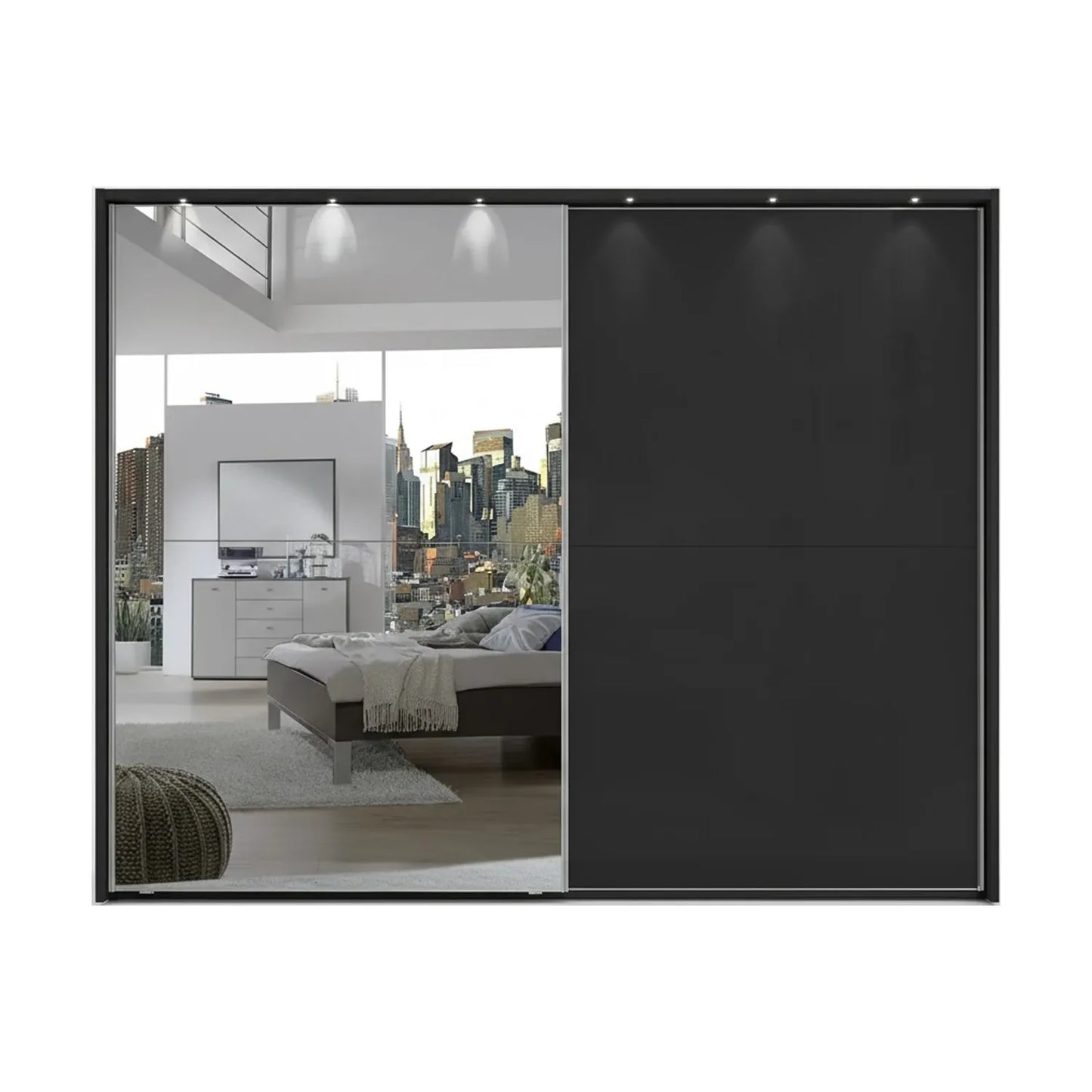 Wiemann Bristol Graphite Sliding Door Wardrobe With Mirror