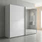 Wiemann Berlin Bristol White Glass And Mirror front Sliding Door Wardrobe With Graphite Frame Available in Width 150, 200, 250 and 300cm 