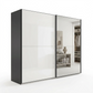 Wiemann Bristol Graphite and White Glass Sliding Door Wardrobe with Mirror